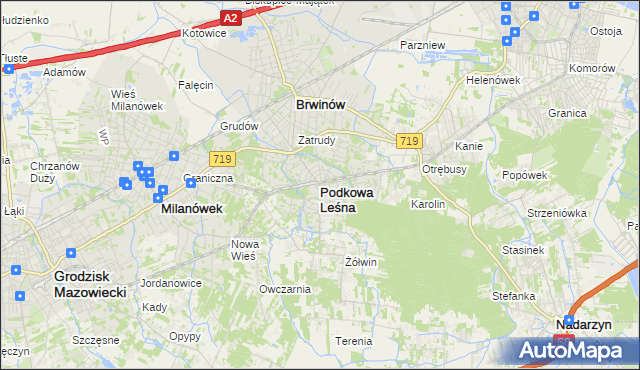 mapa Podkowa Leśna, Podkowa Leśna na mapie Targeo