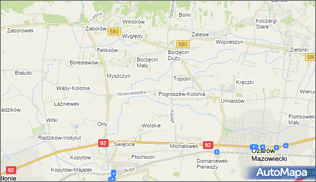 mapa Pogroszew-Kolonia, Pogroszew-Kolonia na mapie Targeo