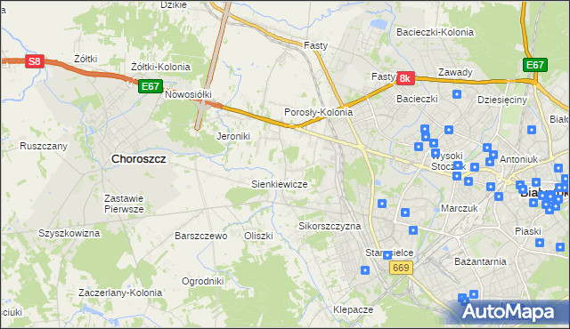 mapa Porosły, Porosły na mapie Targeo