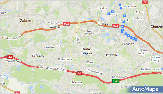 mapa Rudy Śląskiej, Ruda Śląska na mapie Targeo