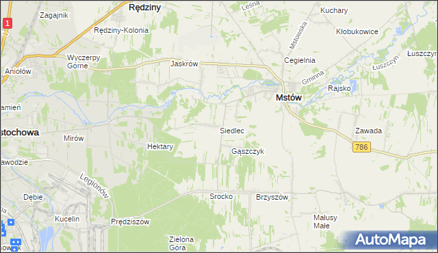 mapa Siedlec gmina Mstów, Siedlec gmina Mstów na mapie Targeo