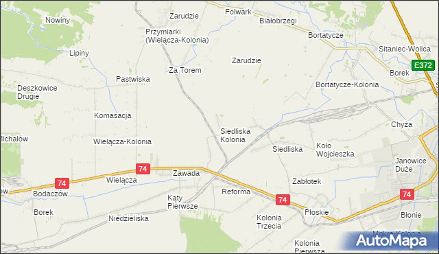 mapa Siedliska Kolonia, Siedliska Kolonia na mapie Targeo