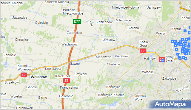 mapa Ślepowron, Ślepowron na mapie Targeo