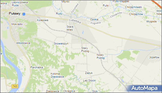 mapa Stary Pożóg, Stary Pożóg na mapie Targeo