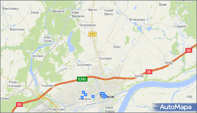 mapa Sulnowo, Sulnowo na mapie Targeo