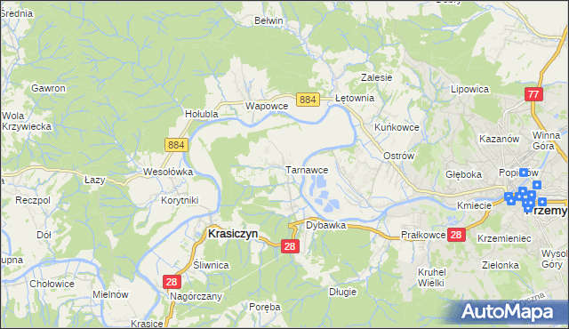 mapa Tarnawce, Tarnawce na mapie Targeo