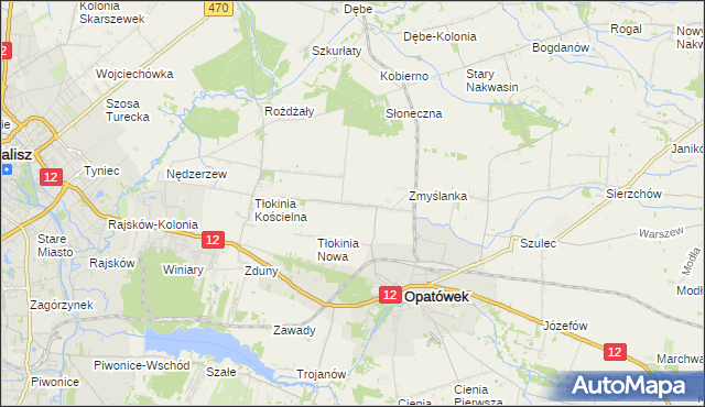 mapa Tłokinia Wielka, Tłokinia Wielka na mapie Targeo