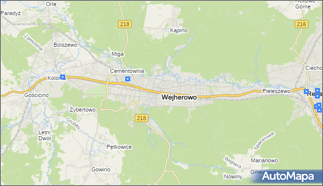 mapa Wejherowo, Wejherowo na mapie Targeo