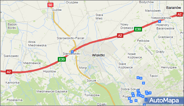 mapa Wiskitki, Wiskitki na mapie Targeo