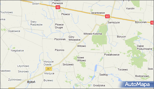 mapa Witowo gmina Bytoń, Witowo gmina Bytoń na mapie Targeo
