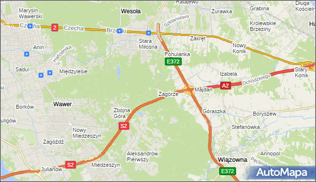 mapa Zagórze gmina Wiązowna, Zagórze gmina Wiązowna na mapie Targeo