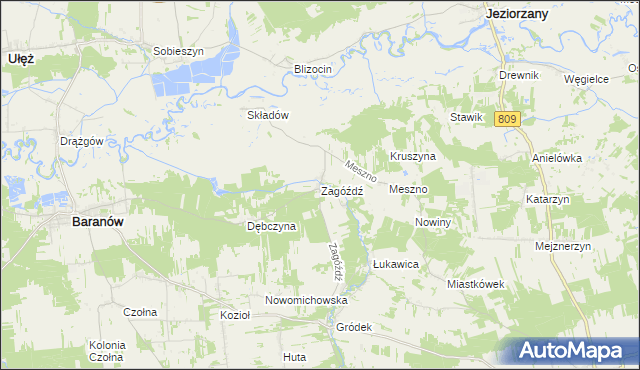 mapa Zagóźdź, Zagóźdź na mapie Targeo