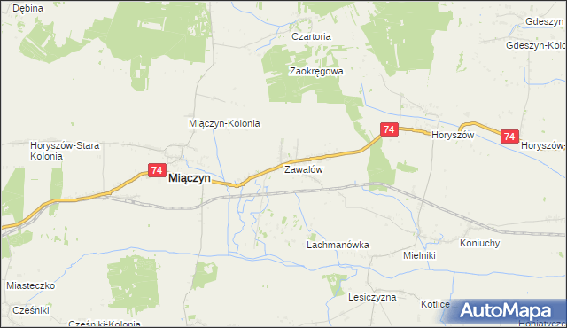 mapa Zawalów, Zawalów na mapie Targeo