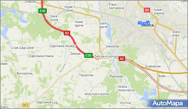 mapa Żelków-Kolonia, Żelków-Kolonia na mapie Targeo