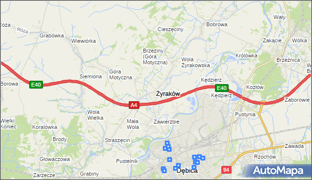 mapa Żyraków, Żyraków na mapie Targeo