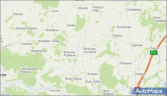 mapa Bońkowo Kościelne, Bońkowo Kościelne na mapie Targeo