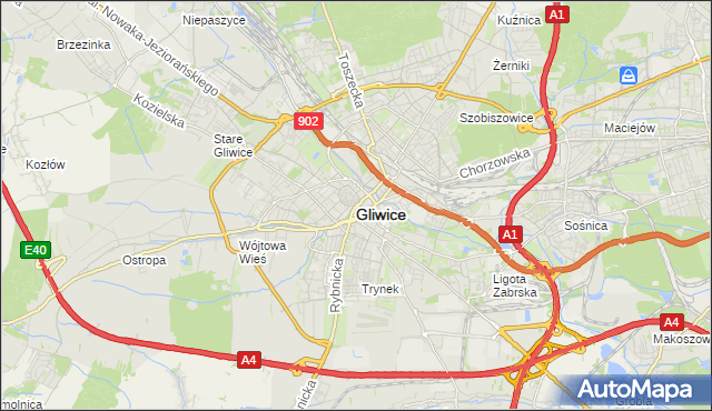 mapa Gliwic, Gliwice na mapie Targeo