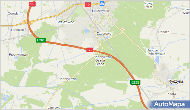 mapa Henrykowo Osada Leśna, Henrykowo Osada Leśna na mapie Targeo