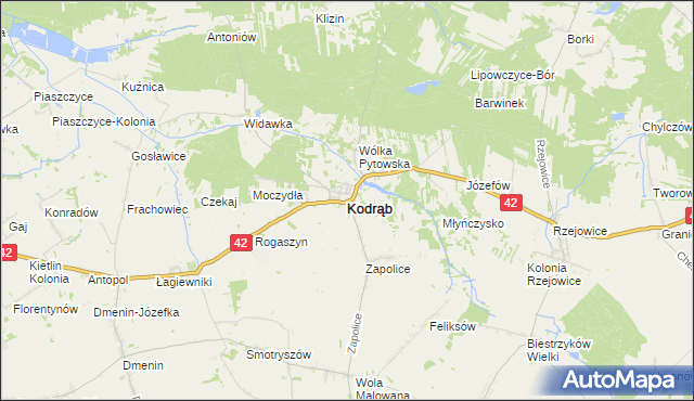 mapa Kodrąb powiat radomszczański, Kodrąb powiat radomszczański na mapie Targeo