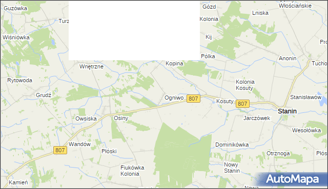 mapa Ogniwo gmina Stanin, Ogniwo gmina Stanin na mapie Targeo