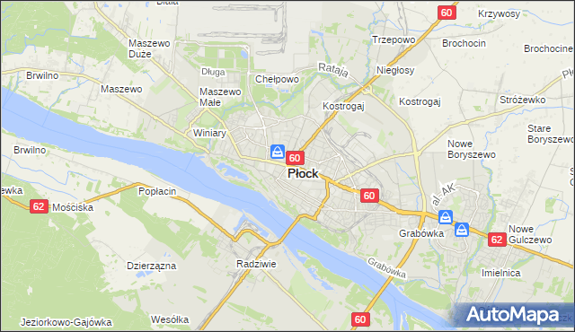 mapa Płock, Płock na mapie Targeo