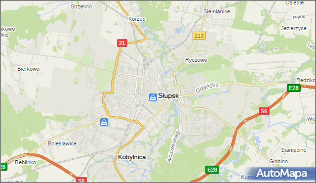 mapa Słupska, Słupsk na mapie Targeo