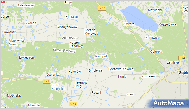 mapa Annopol gmina Szczawin Kościelny, Annopol gmina Szczawin Kościelny na mapie Targeo