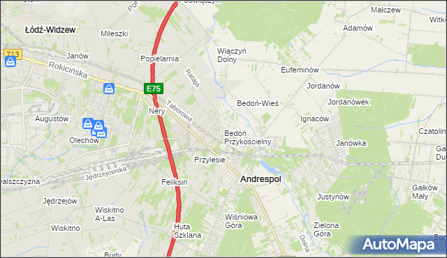 mapa Bedoń Przykościelny, Bedoń Przykościelny na mapie Targeo