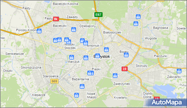 mapa Białegostoku, Białystok na mapie Targeo