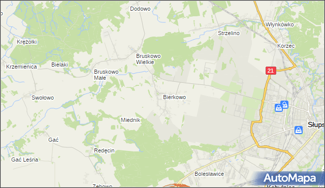 mapa Bierkowo, Bierkowo na mapie Targeo