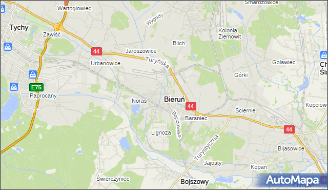 mapa Bieruń, Bieruń na mapie Targeo