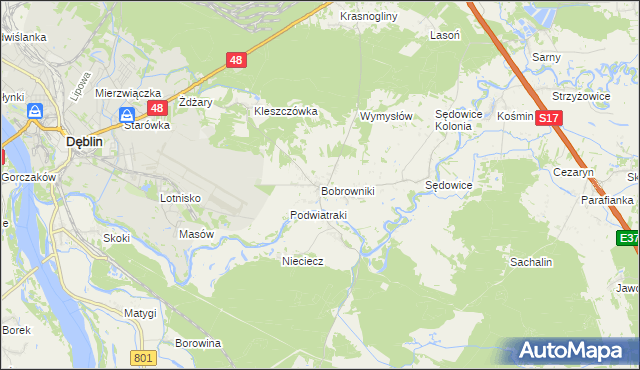 mapa Bobrowniki gmina Ryki, Bobrowniki gmina Ryki na mapie Targeo