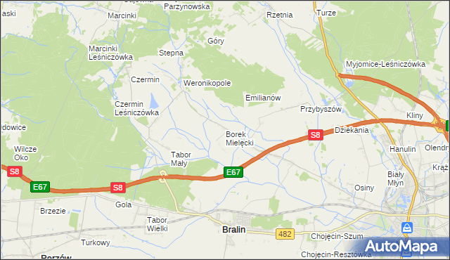 mapa Borek Mielęcki, Borek Mielęcki na mapie Targeo