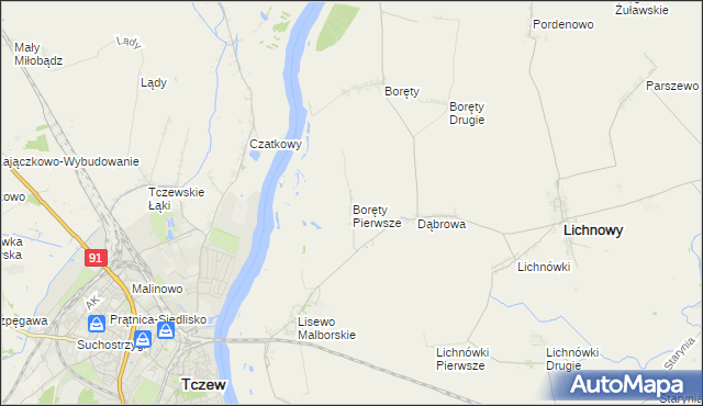 mapa Boręty Pierwsze, Boręty Pierwsze na mapie Targeo