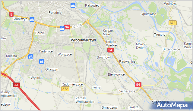 mapa Brochów gmina Wrocław, Brochów gmina Wrocław na mapie Targeo