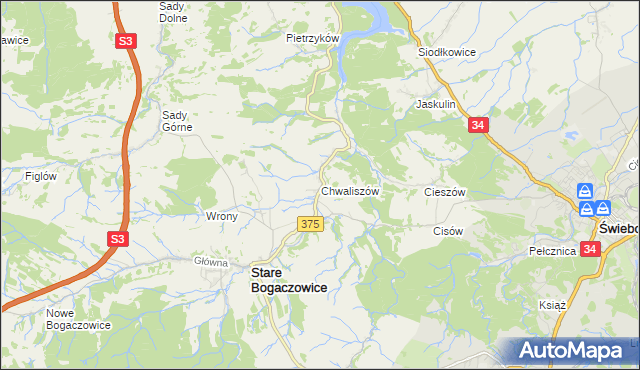 mapa Chwaliszów, Chwaliszów na mapie Targeo