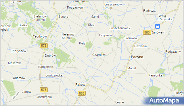 mapa Czarnów gmina Pacyna, Czarnów gmina Pacyna na mapie Targeo