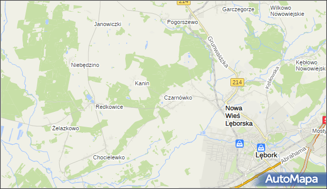 mapa Czarnówko gmina Nowa Wieś Lęborska, Czarnówko gmina Nowa Wieś Lęborska na mapie Targeo