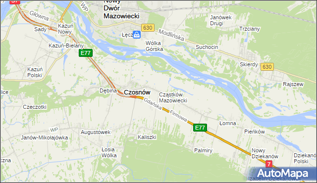 mapa Cząstków Mazowiecki, Cząstków Mazowiecki na mapie Targeo