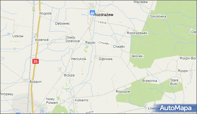 mapa Dąbrowa gmina Rozdrażew, Dąbrowa gmina Rozdrażew na mapie Targeo