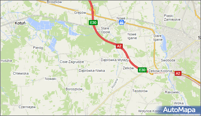mapa Dąbrówka-Wyłazy, Dąbrówka-Wyłazy na mapie Targeo