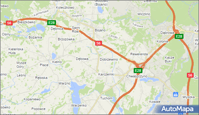 mapa Dobrzewino, Dobrzewino na mapie Targeo