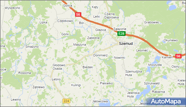 mapa Donimierz gmina Szemud, Donimierz gmina Szemud na mapie Targeo