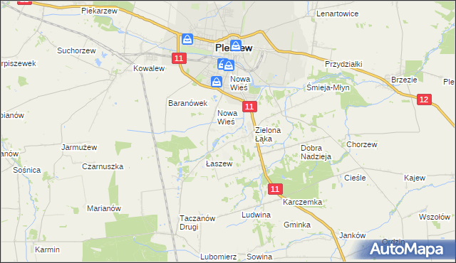 mapa Folusz gmina Pleszew, Folusz gmina Pleszew na mapie Targeo