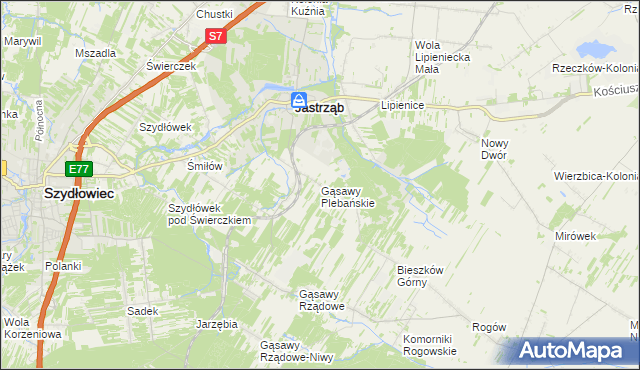 mapa Gąsawy Plebańskie, Gąsawy Plebańskie na mapie Targeo