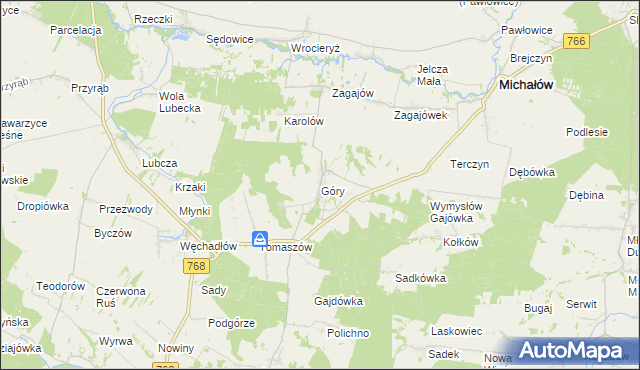 mapa Góry gmina Michałów, Góry gmina Michałów na mapie Targeo