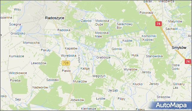 mapa Grębosze, Grębosze na mapie Targeo