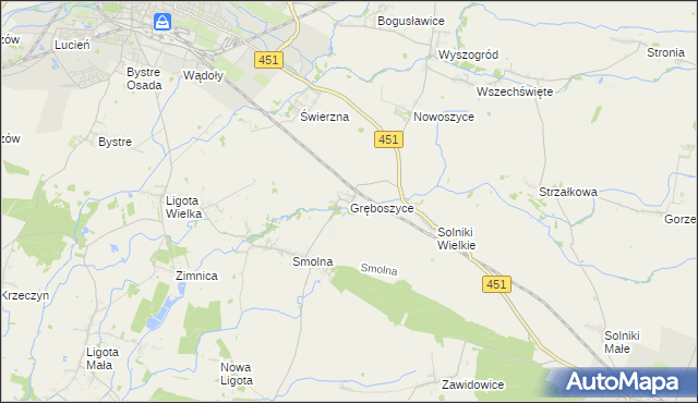 mapa Gręboszyce, Gręboszyce na mapie Targeo