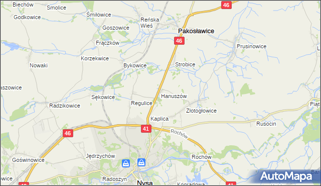 mapa Hanuszów, Hanuszów na mapie Targeo