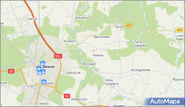 mapa Hilarów gmina Jarocin, Hilarów gmina Jarocin na mapie Targeo